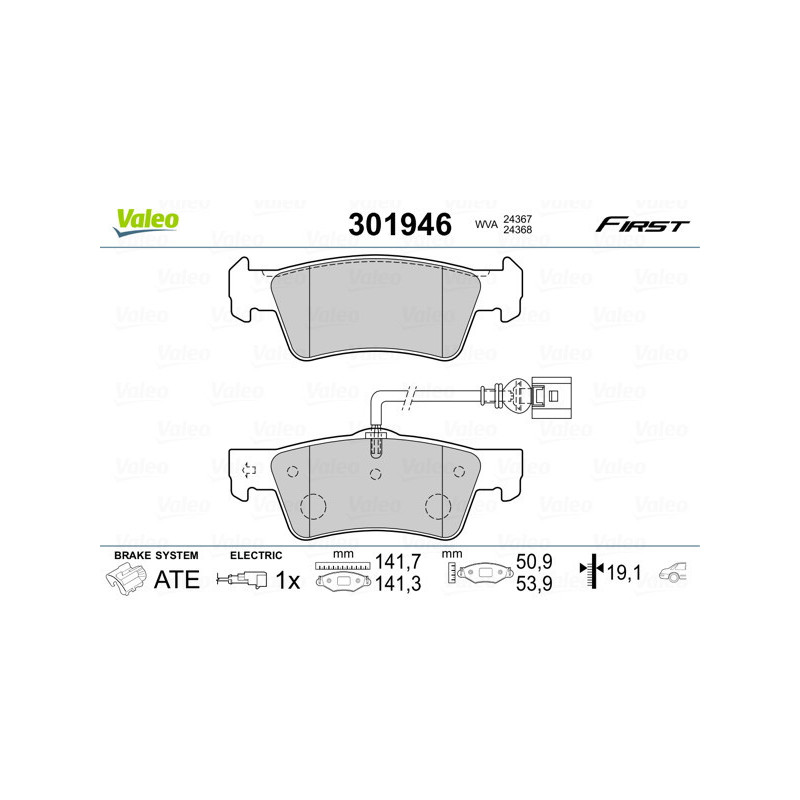 VALEO 301946 Plaquettes de frein Arrière pour