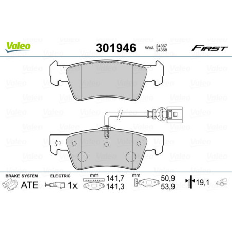 VALEO 301946 Klocki hamulcowe Tył dla