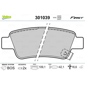 VALEO 301039 Brzdové platničky Zadné pre