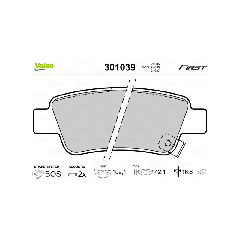 VALEO 301039 Plaquettes de frein Arrière pour