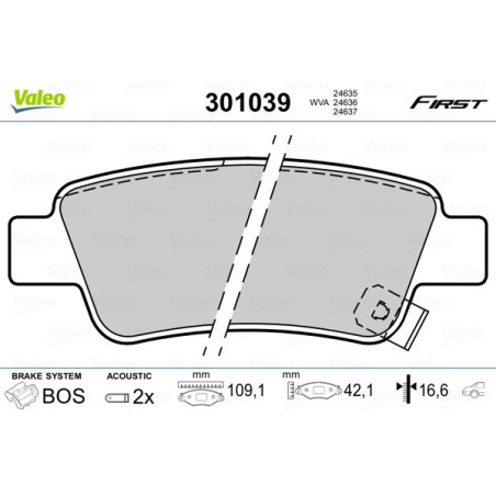 VALEO 301039 Plaquettes de frein Arrière pour
