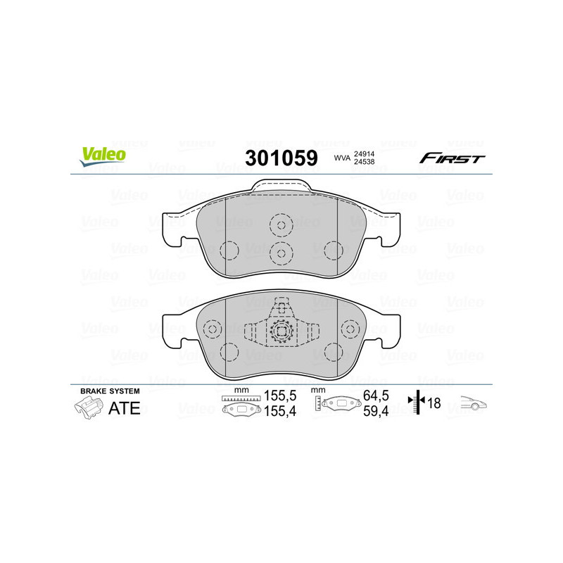 VALEO 301059 Pastiglie freno Anteriore per