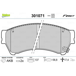 VALEO 301071 Plaquettes de frein Avant pour