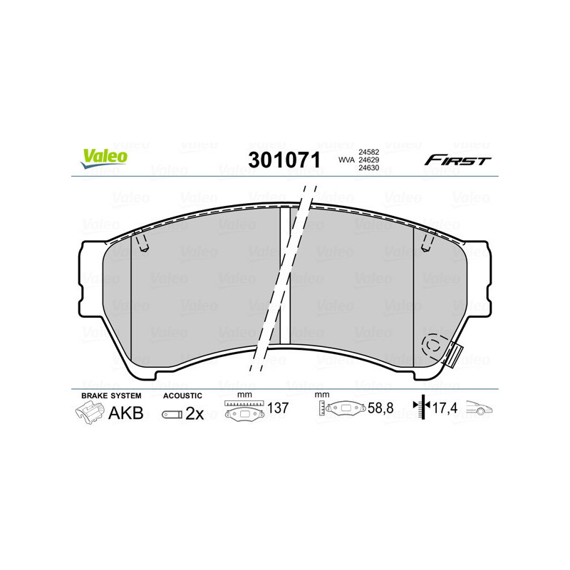 VALEO 301071 Brzdové destičky Přední pro