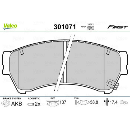VALEO 301071 Pastiglie freno Anteriore per
