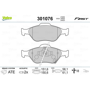 VALEO 301076 Plaquettes de frein Avant pour