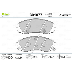VALEO 301077 Brzdové platničky Predné pre