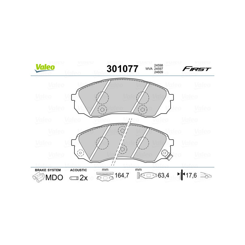 VALEO 301077 Plaquettes de frein Avant pour