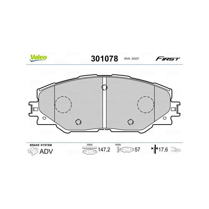 VALEO 301078 Brzdové destičky Přední pro