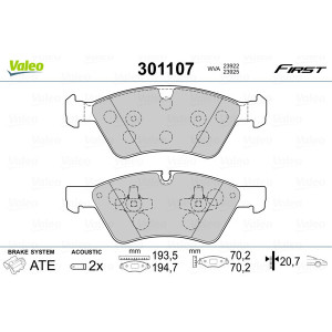 VALEO 301107 Pastillas de freno Delantero para