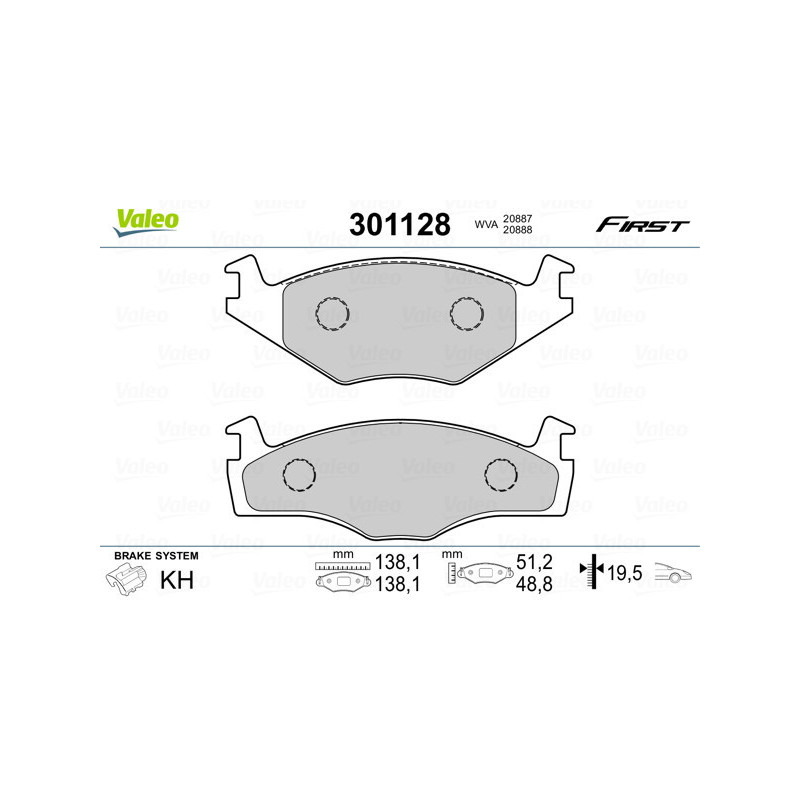 VALEO 301128 Pastiglie freno Anteriore per