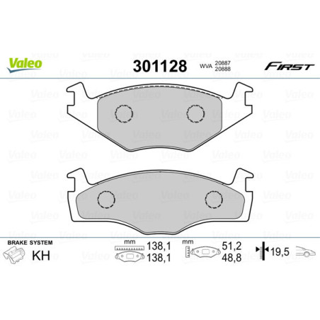 VALEO 301128 Plaquettes de frein Avant pour