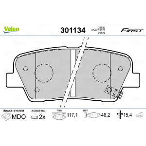 VALEO 301134 Brzdové platničky Zadné pre