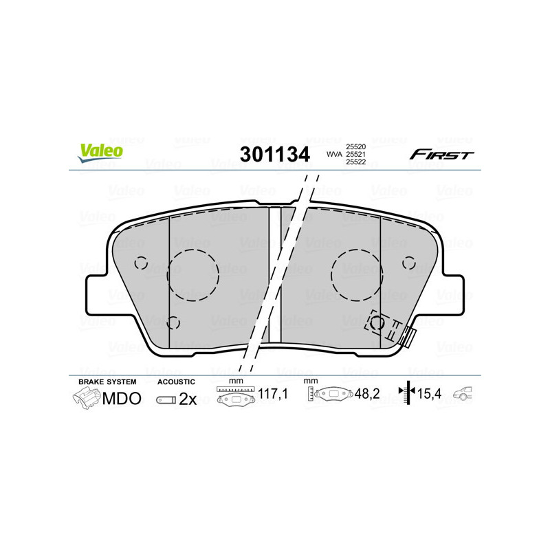 VALEO 301134 Pastiglie freno Posteriore per