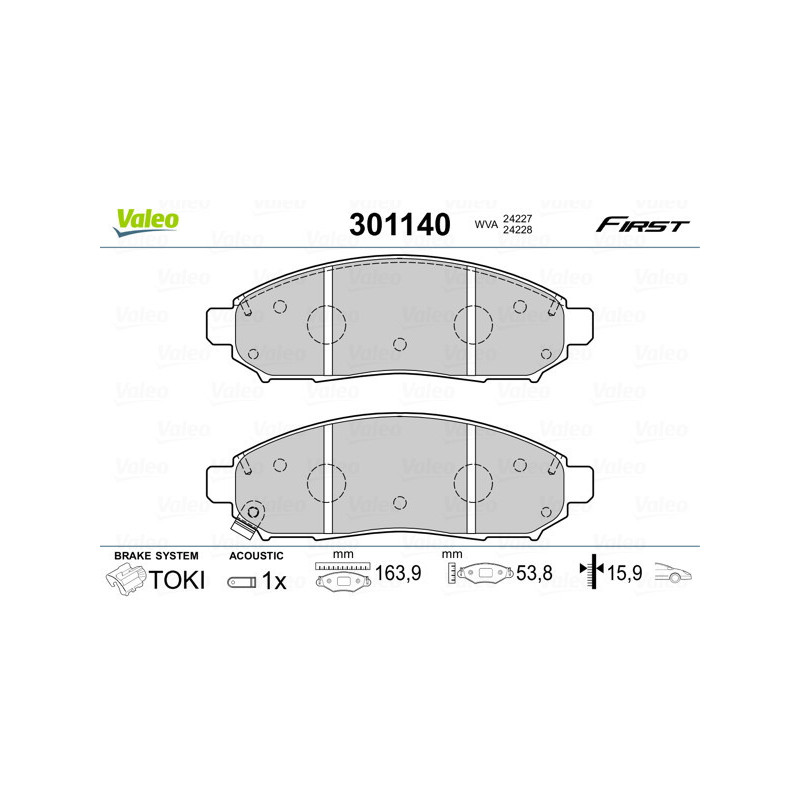 VALEO 301140 Klocki hamulcowe Przód dla