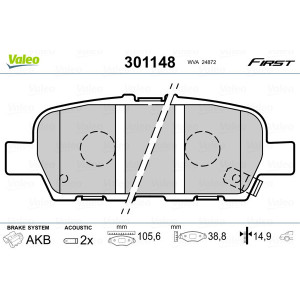 VALEO 301148 Brzdové platničky Zadné pre