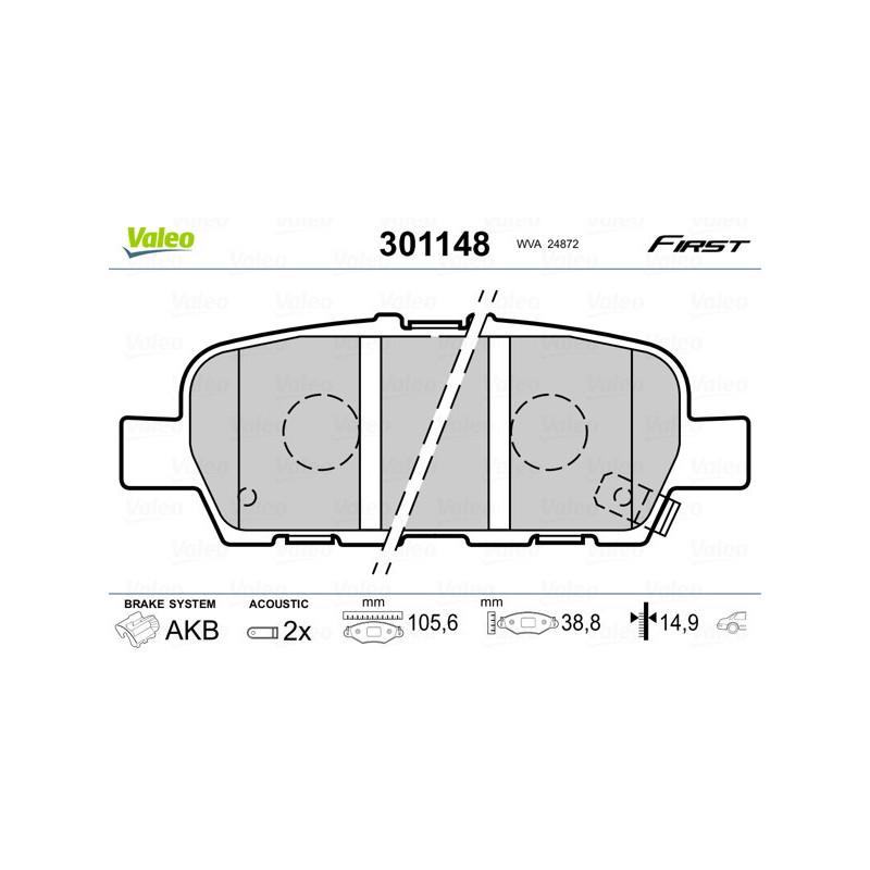 VALEO 301148 Klocki hamulcowe Tył dla