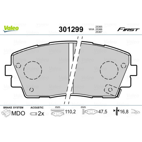 VALEO 301299 Pastillas de freno Delantero para