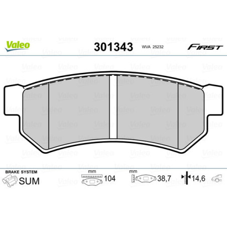 VALEO 301343 Bremsbeläge Hinten für
