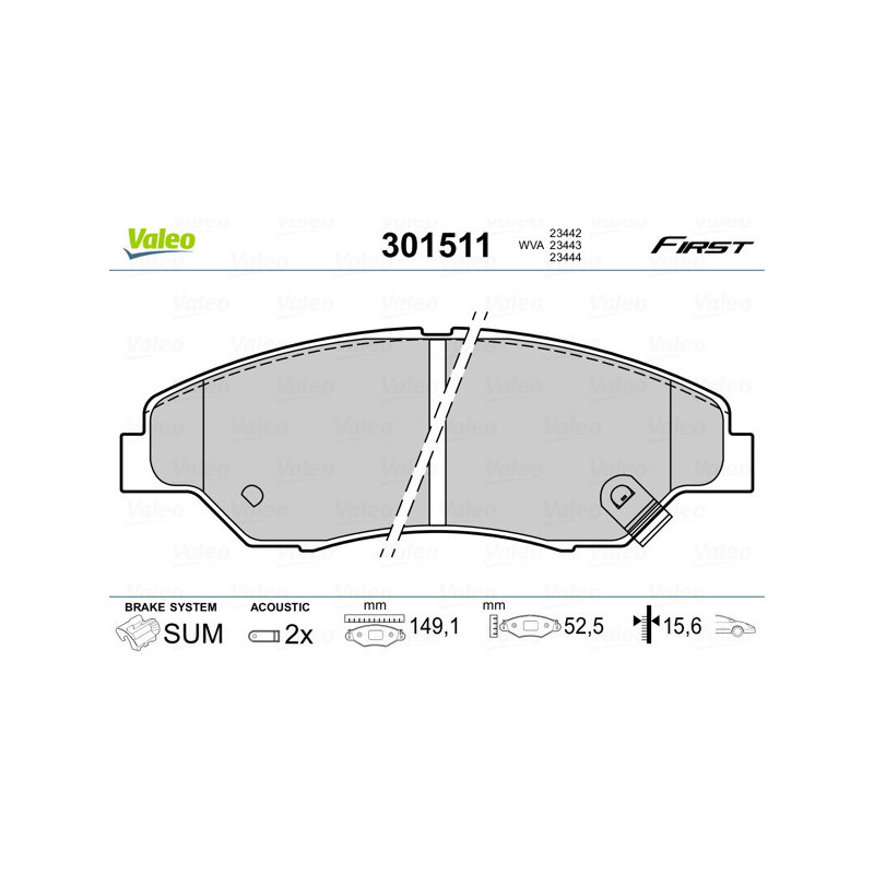 VALEO 301511 Pastiglie freno Anteriore per