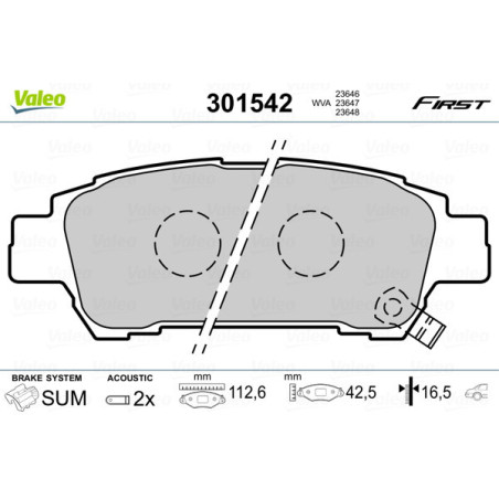 VALEO 301542 Klocki hamulcowe Tył dla