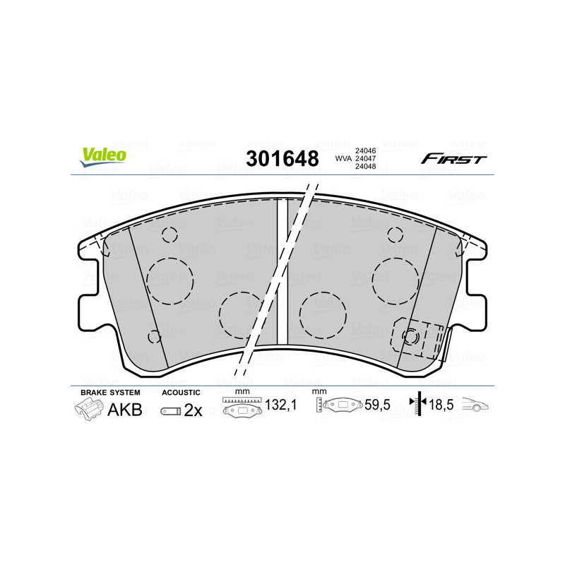 VALEO 301648 Brzdové destičky Přední pro