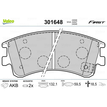 VALEO 301648 Klocki hamulcowe Przód dla