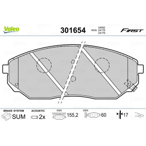 VALEO 301654 Pastillas de freno Delantero para