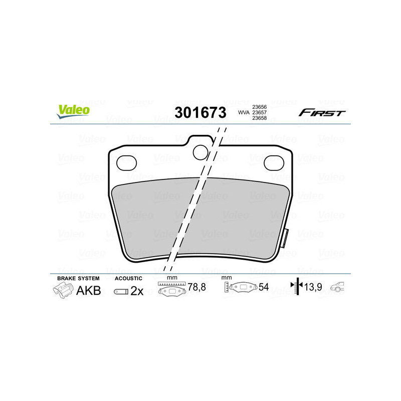 VALEO 301673 Brzdové platničky Zadné pre