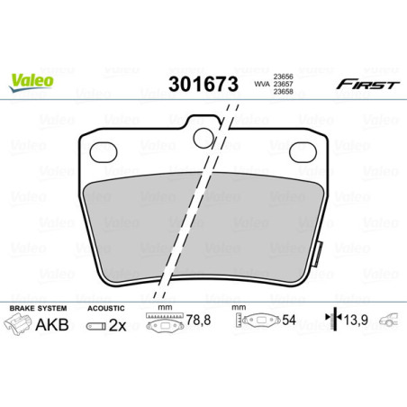 VALEO 301673 Pastillas de freno Trasero para
