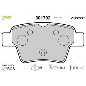 VALEO 301702 Brake Pads Set Rear for