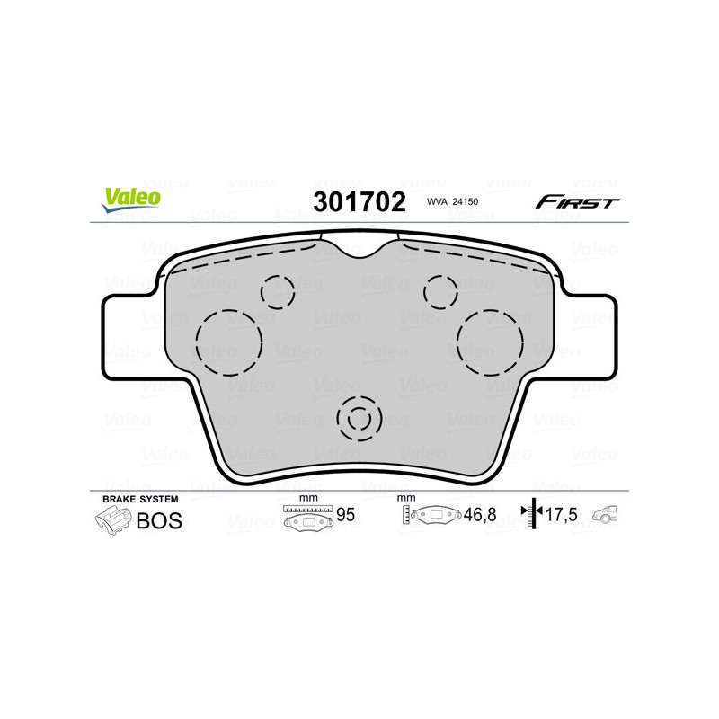VALEO 301702 Pastillas de freno Trasero para