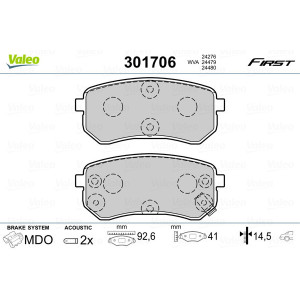 VALEO 301706 Plaquettes de frein Arrière pour