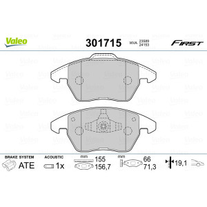 VALEO 301715 Pastillas de freno Delantero para
