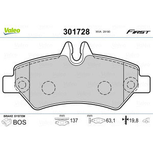 VALEO 301728 Brzdové platničky Zadné pre