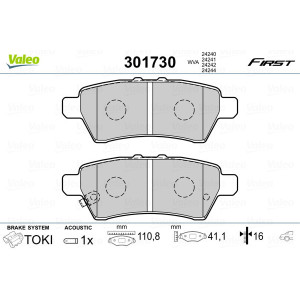 VALEO 301730 Brzdové platničky Zadné pre