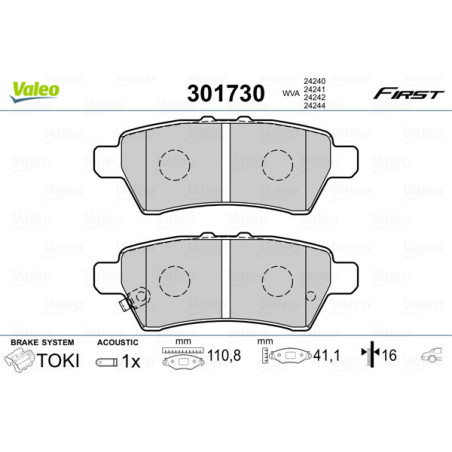 VALEO 301730 Bremsbeläge Hinten für