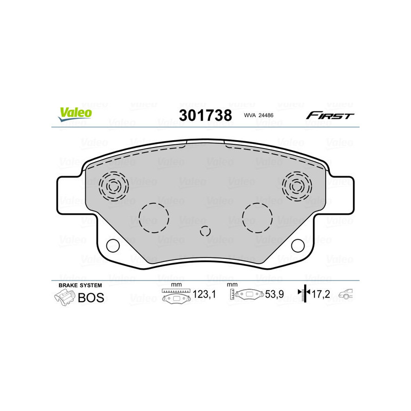 VALEO 301738 Plaquettes de frein Arrière pour