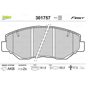 VALEO 301757 Pastiglie freno Anteriore per