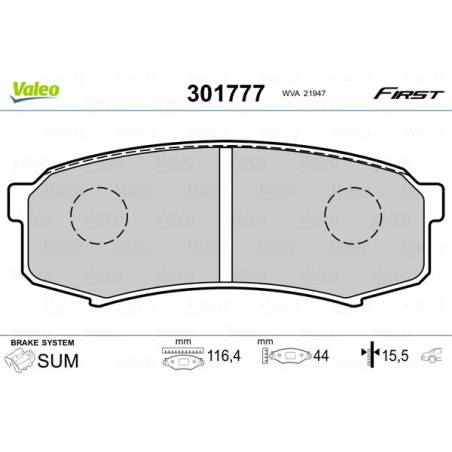 VALEO 301777 Pastillas de freno Trasero para
