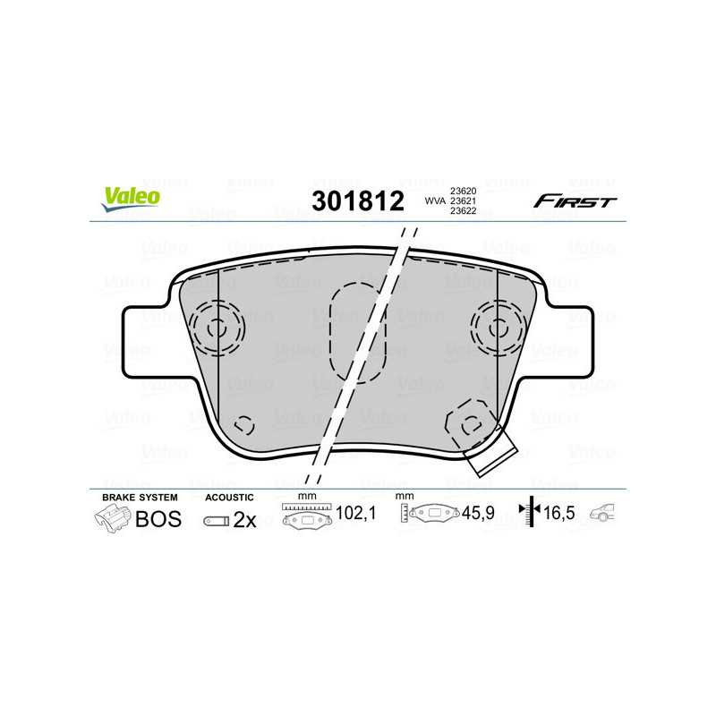 VALEO 301812 Plaquettes de frein Arrière pour