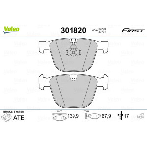 VALEO 301820 Klocki hamulcowe Tył dla