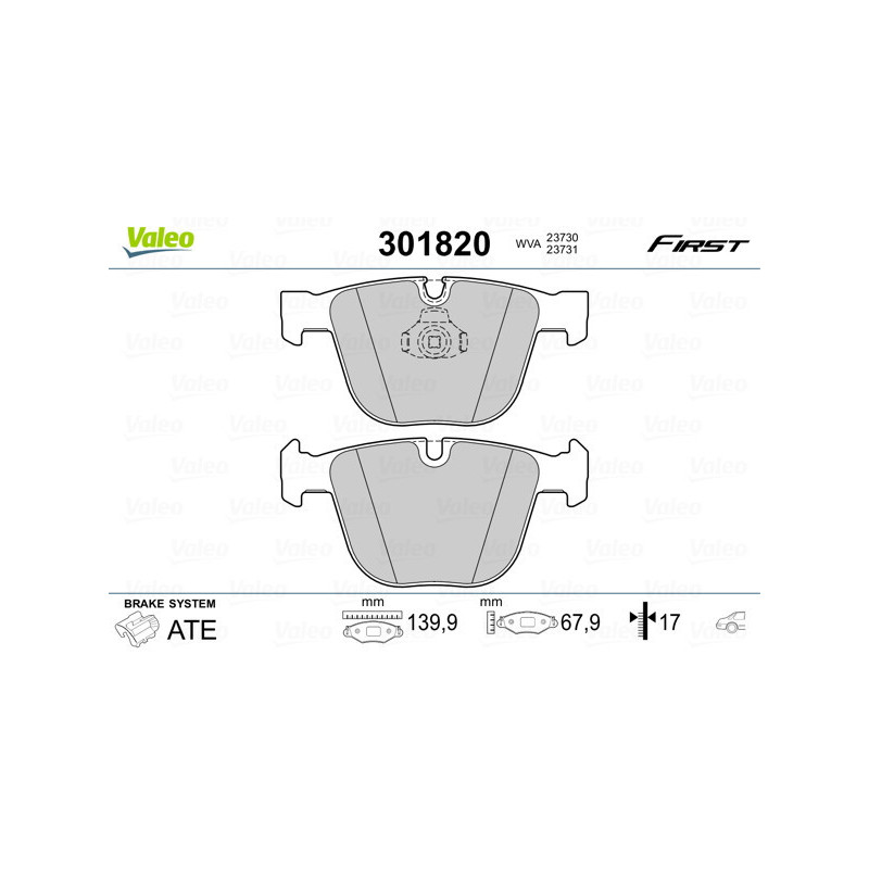 VALEO 301820 Plaquettes de frein Arrière pour
