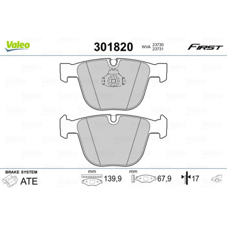 VALEO 301820 Pastiglie freno Posteriore per