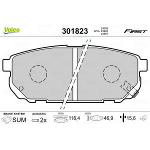 VALEO 301823 Brzdové platničky Zadné pre