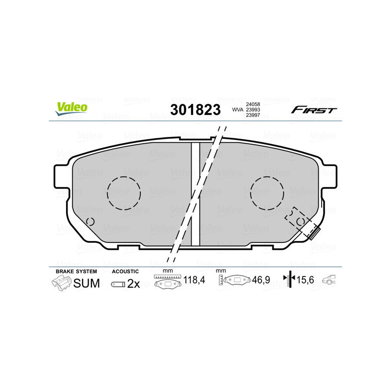 VALEO 301823 Klocki hamulcowe Tył dla
