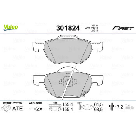VALEO 301824 Plaquettes de frein Avant pour