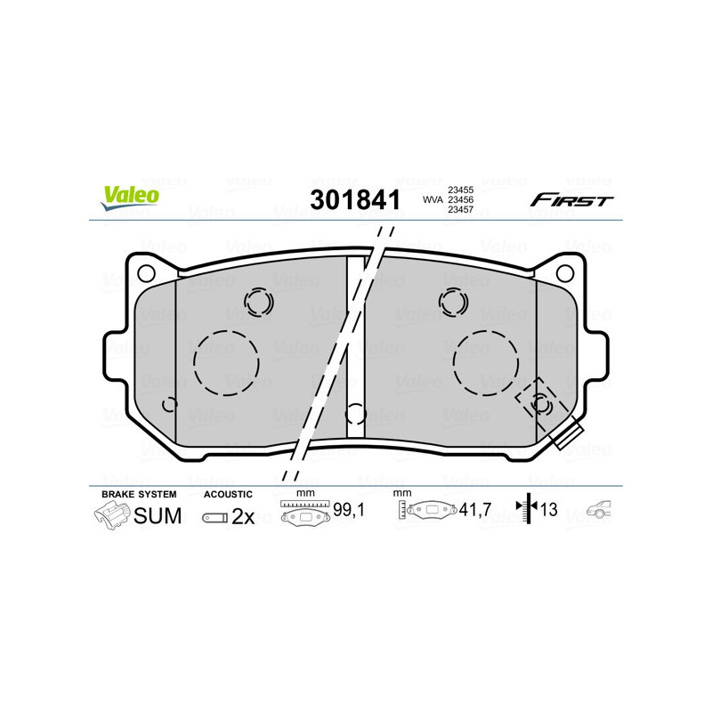 VALEO 301841 Brzdové platničky Zadné pre