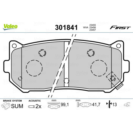 VALEO 301841 Brzdové destičky Zadní pro