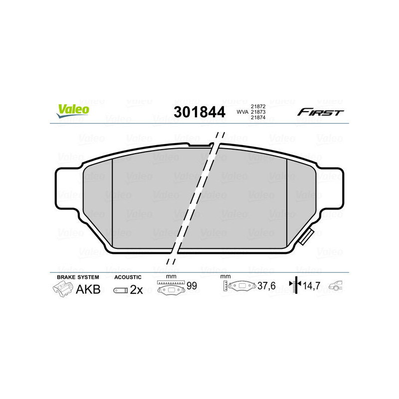 VALEO 301844 Brzdové platničky Zadné pre
